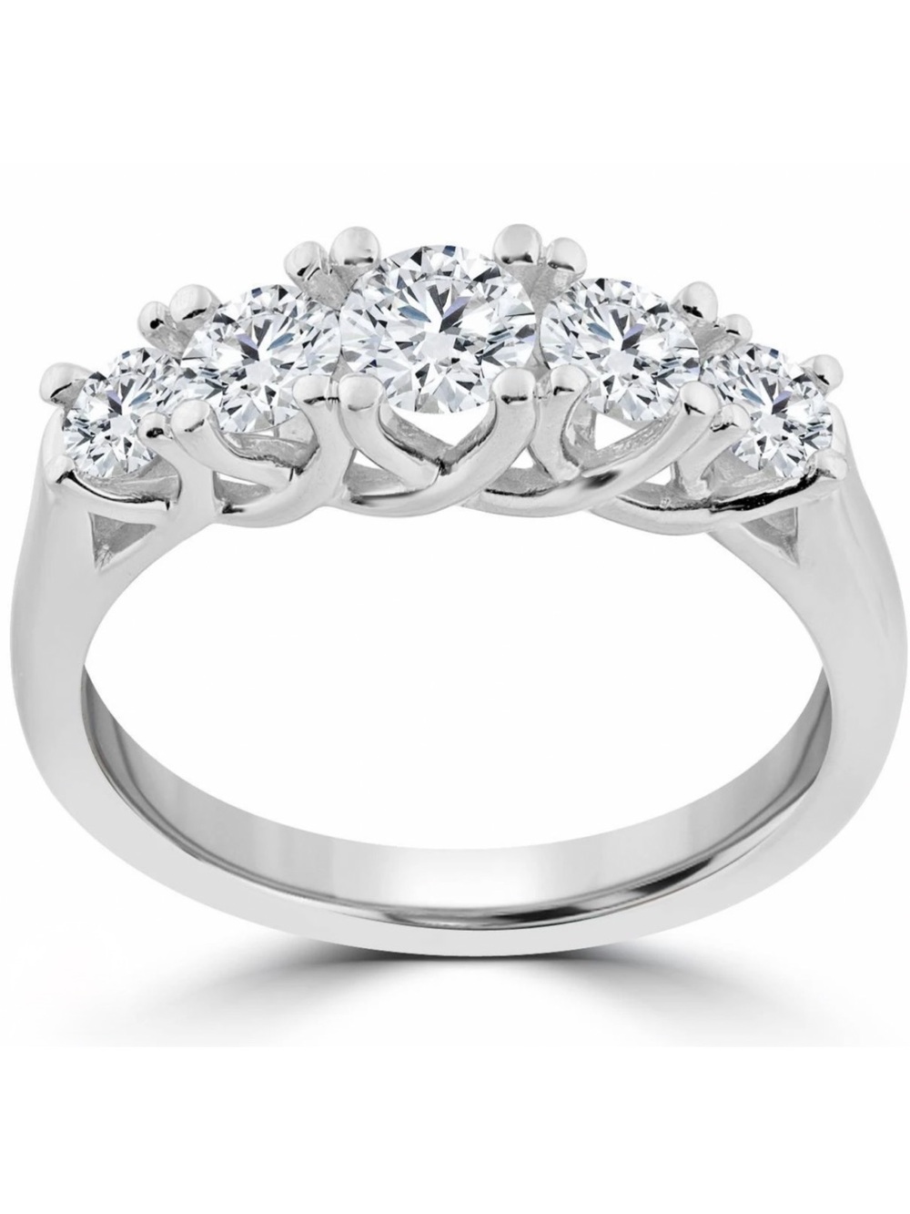 1.0 CTTW Elegant Anniversary Five-Stone Diamond Ring 14k White Gold
